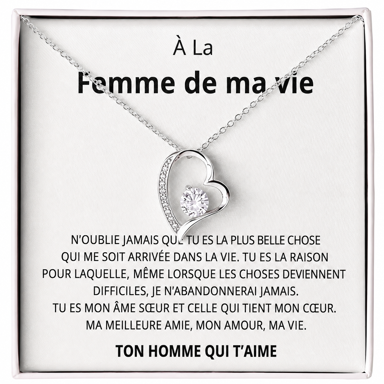 Coffret 001 – À la Femme de ma Vie – Collier Cœur