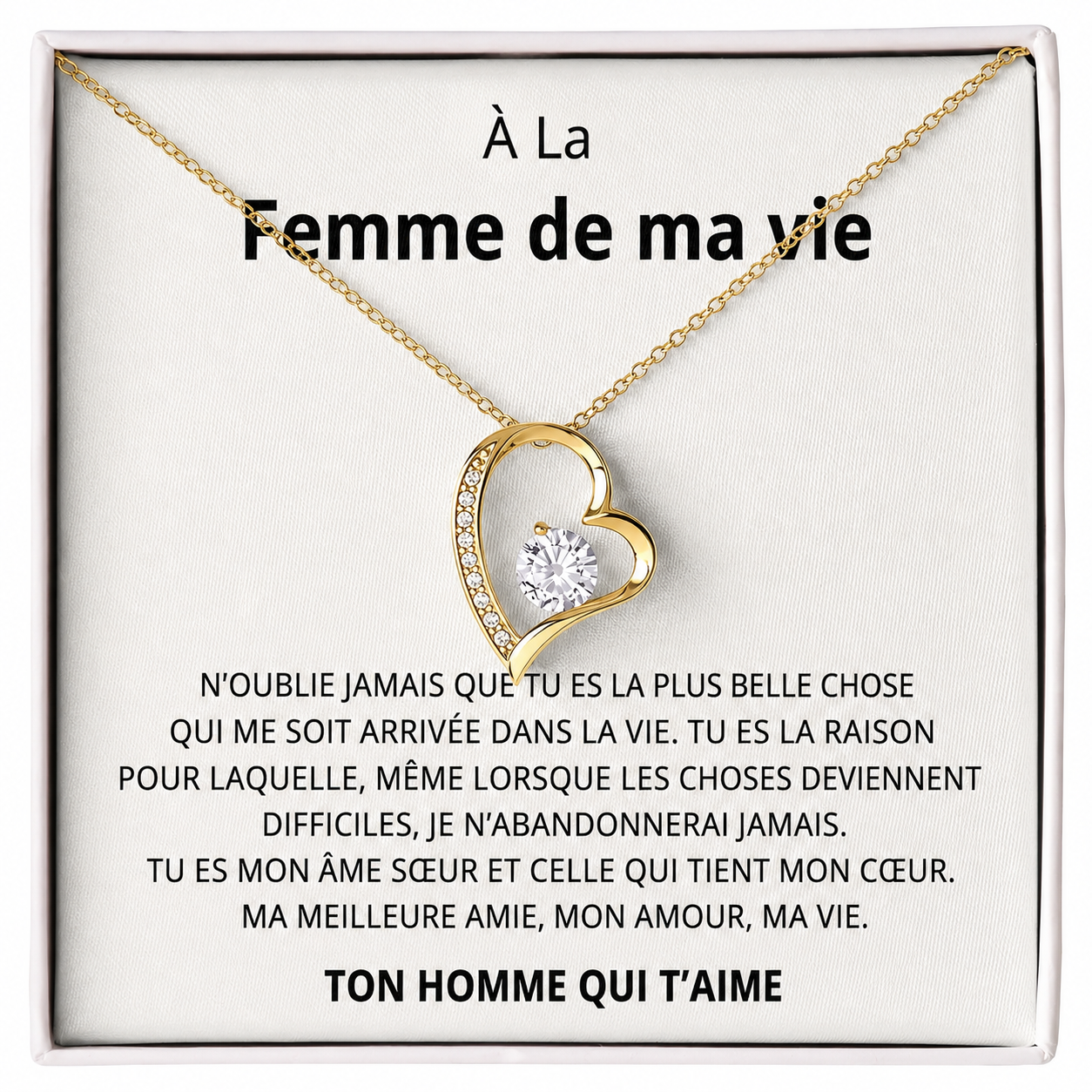 Coffret 001 – À la Femme de ma Vie – Collier Cœur