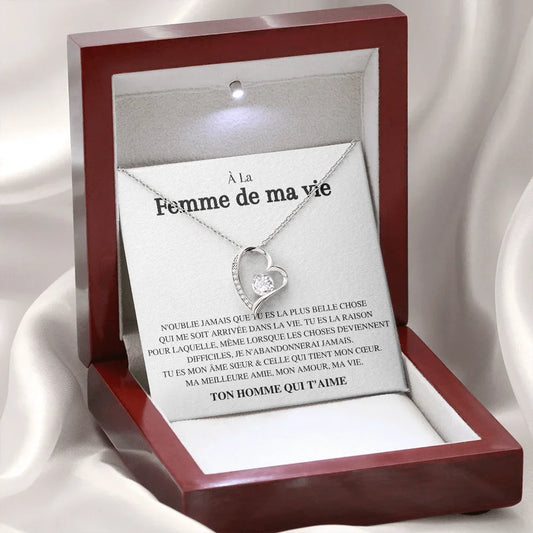 Collier Cœur "À la Femme de ma Vie" Ton Homme qui t'aime