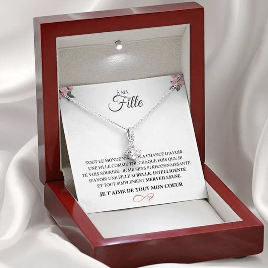 Coffret Collier Ruban "À ma Fille" — Je t'aime de tout mon cœur
