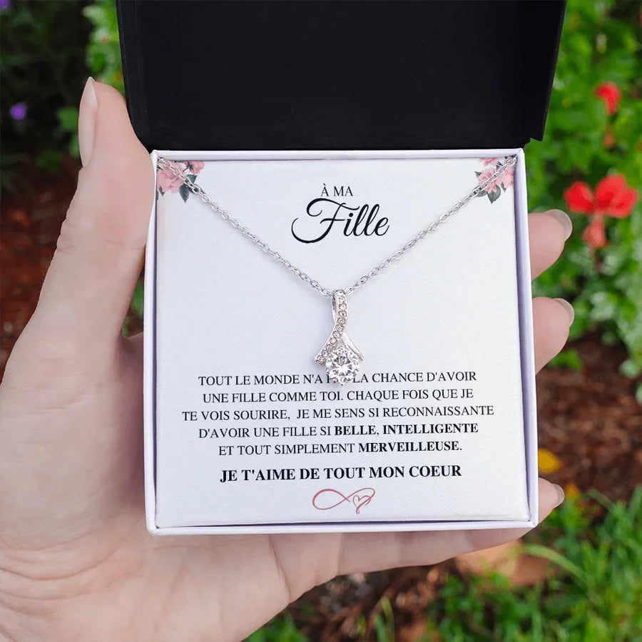Coffret Collier Ruban "À ma Fille" — Je t'aime de tout mon cœur