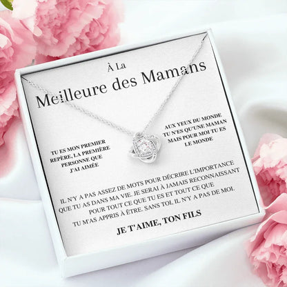 Coffret Collier Nœud "À la Meilleure des Mamans" — Je t'aime Ton Fils