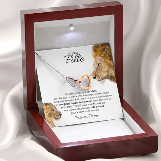 Coffret Collier Double Cœur "À ma Fille" — Bisous Papa