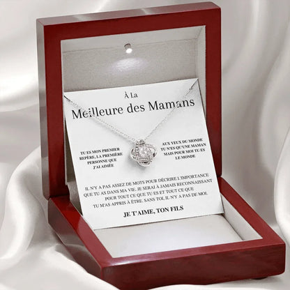 Coffret Collier Nœud "À la Meilleure des Mamans" — Je t'aime Ton Fils
