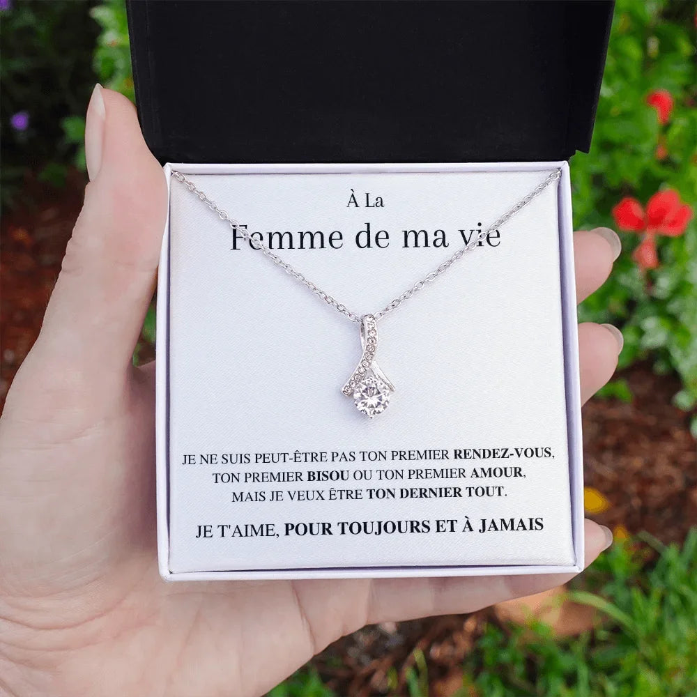 Collier Nœud "À la Femme de ma Vie" Je t'aime Pour Toujours