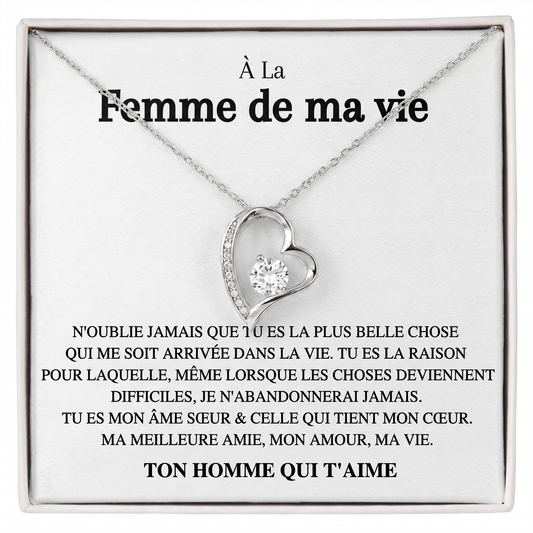 Collier Cœur "À la Femme de ma Vie" Ton Homme qui t'aime