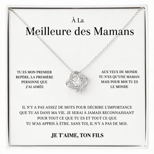 Collier Nœud "À la Meilleure des Mamans" Je t'aime Ton Fils