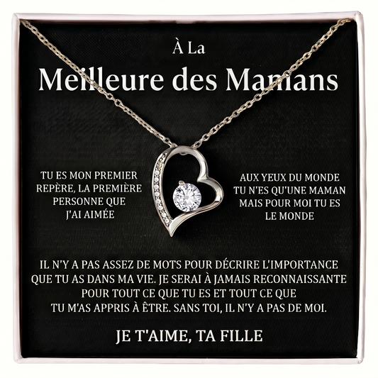 Collier Cœur "À la Meilleure des Mamans" Je t'aime Ta Fille