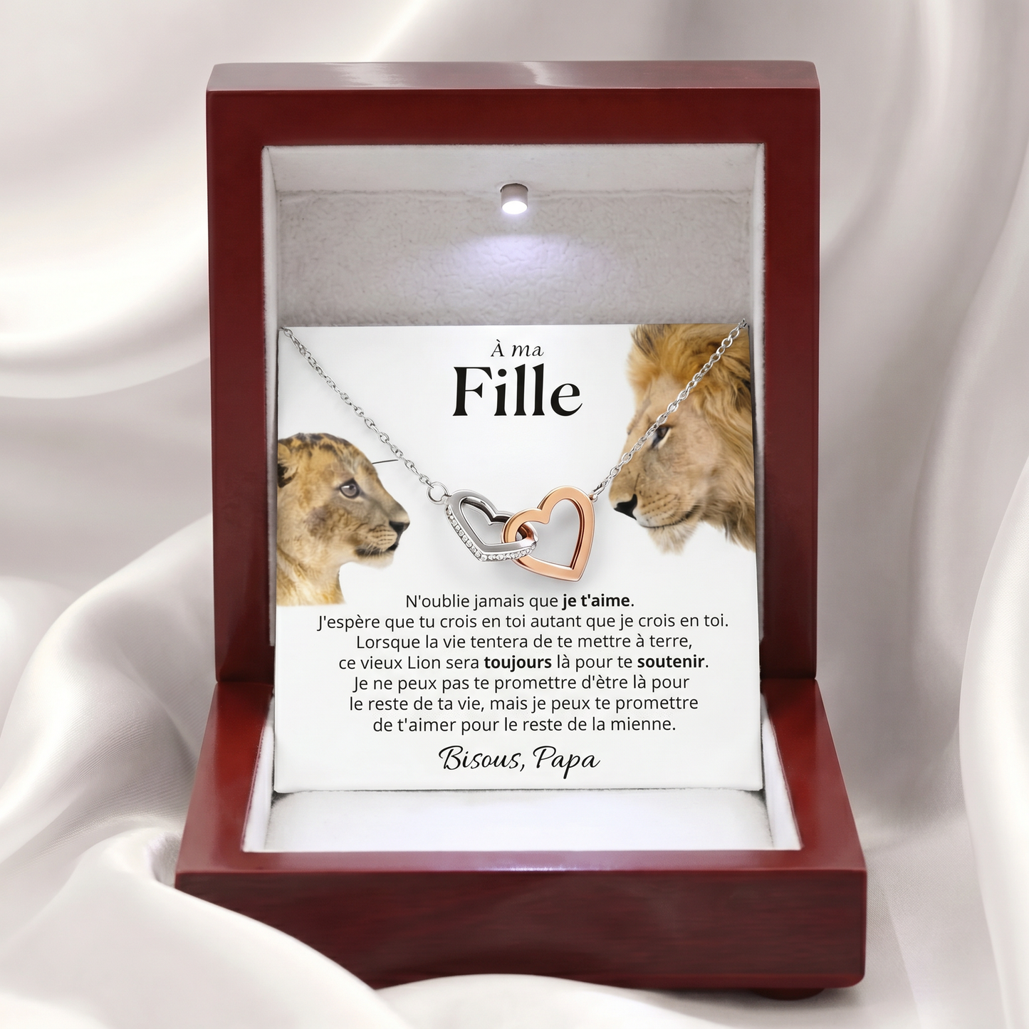 Coffret 101 – À ma Fille – Collier Double Cœur