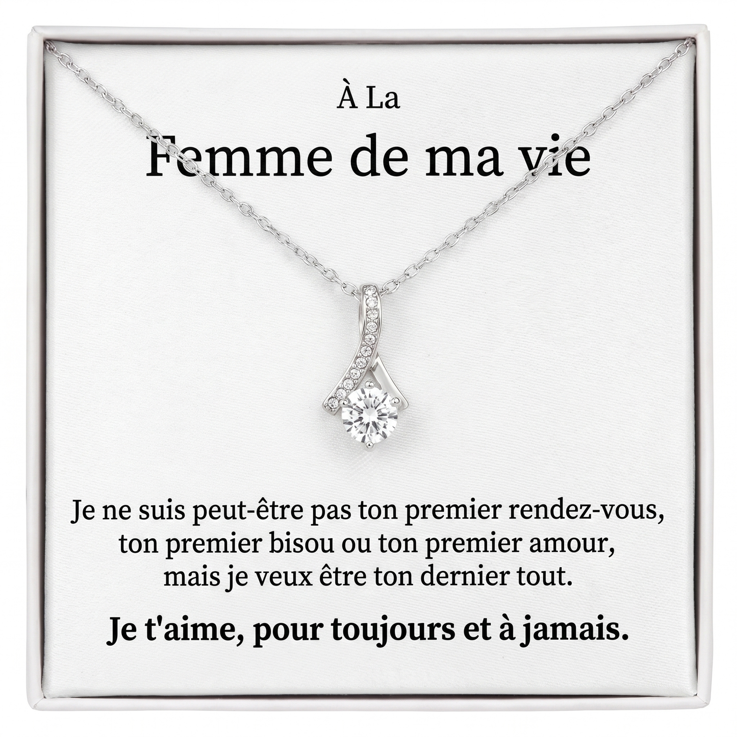 Collier Nœud "À la Femme de ma Vie" Je t'aime Pour Toujours