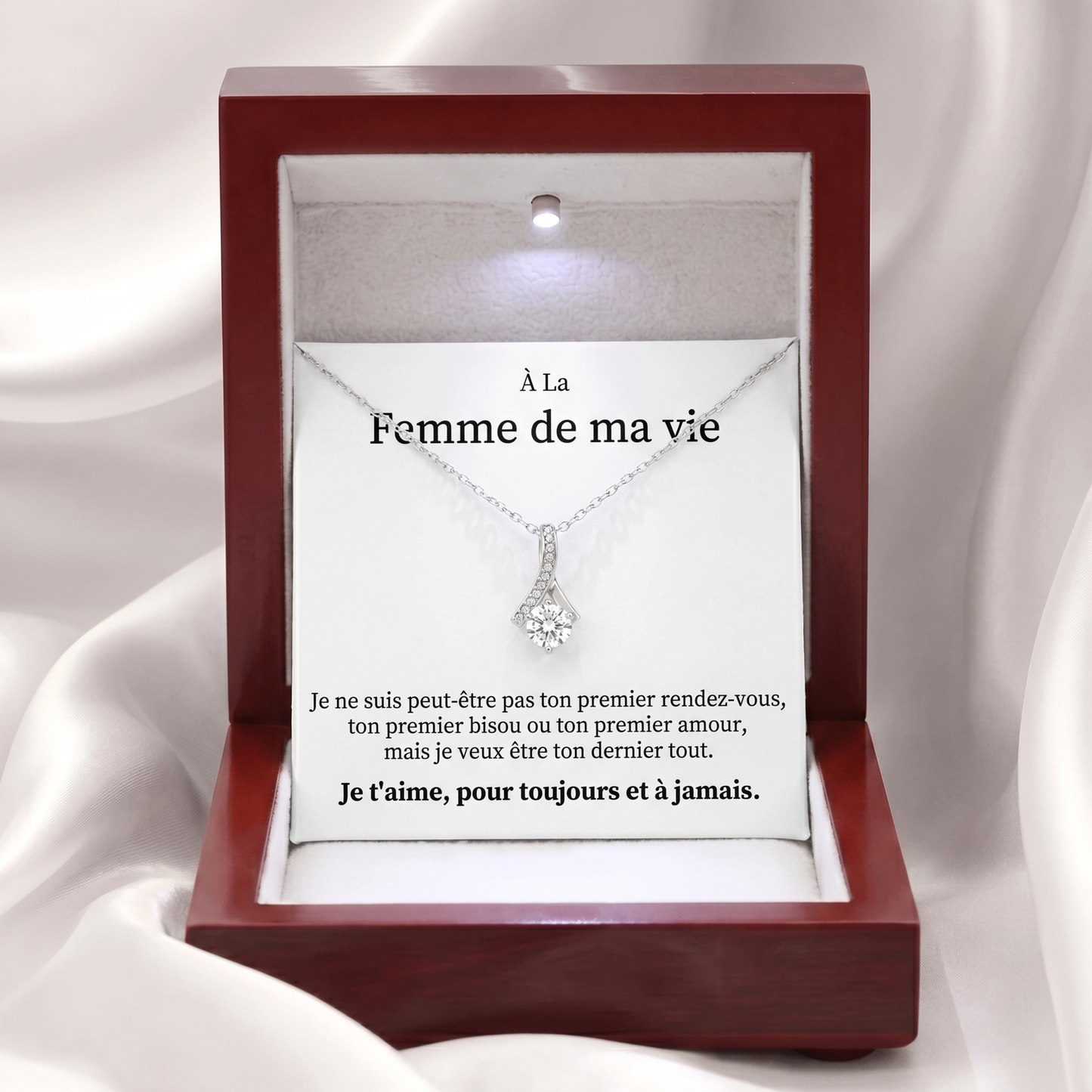Collier Nœud "À la Femme de ma Vie" Je t'aime Pour Toujours