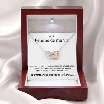 Collier Double Cœur "À la Femme de ma Vie" Je t'aime Pour Toujours
