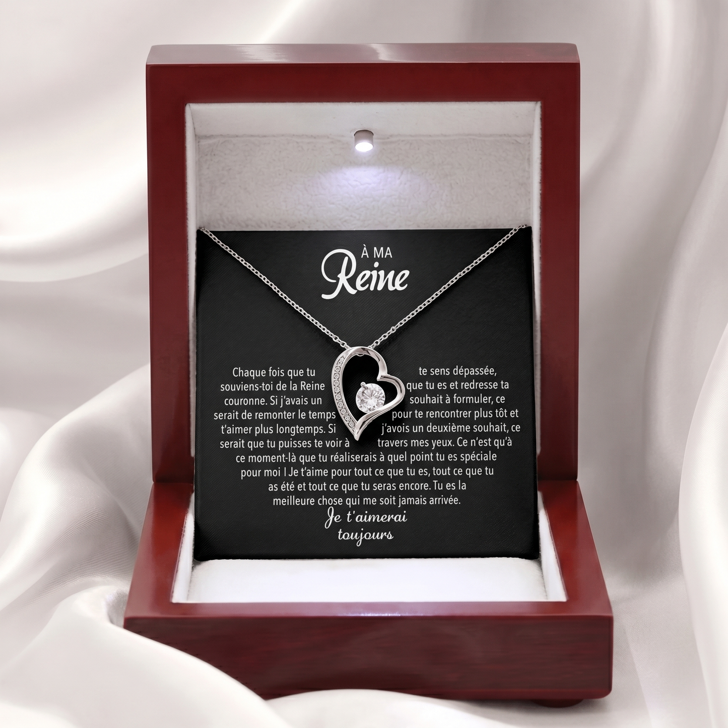 Collier Cœur "À ma Reine" Je t'aimerai Toujours