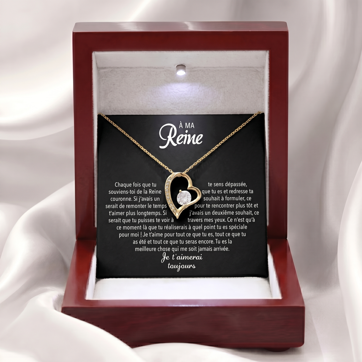 Collier Cœur "À ma Reine" Je t'aimerai Toujours