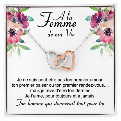 Collier Double Cœur "À la Femme de ma Vie" Ton Homme