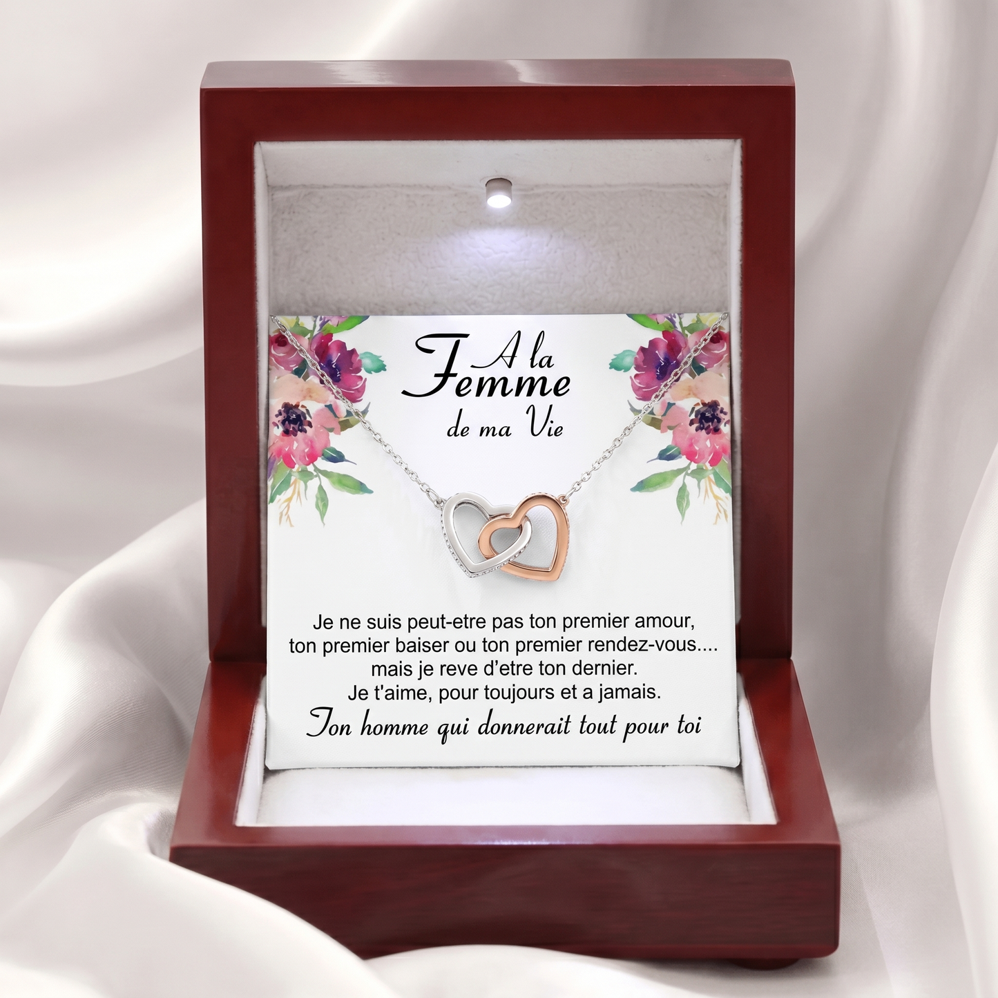 Collier Double Cœur "À la Femme de ma Vie" Ton Homme