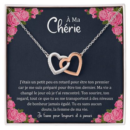 Collier Double Cœur "À ma Chérie" Je t'aime Pour Toujours