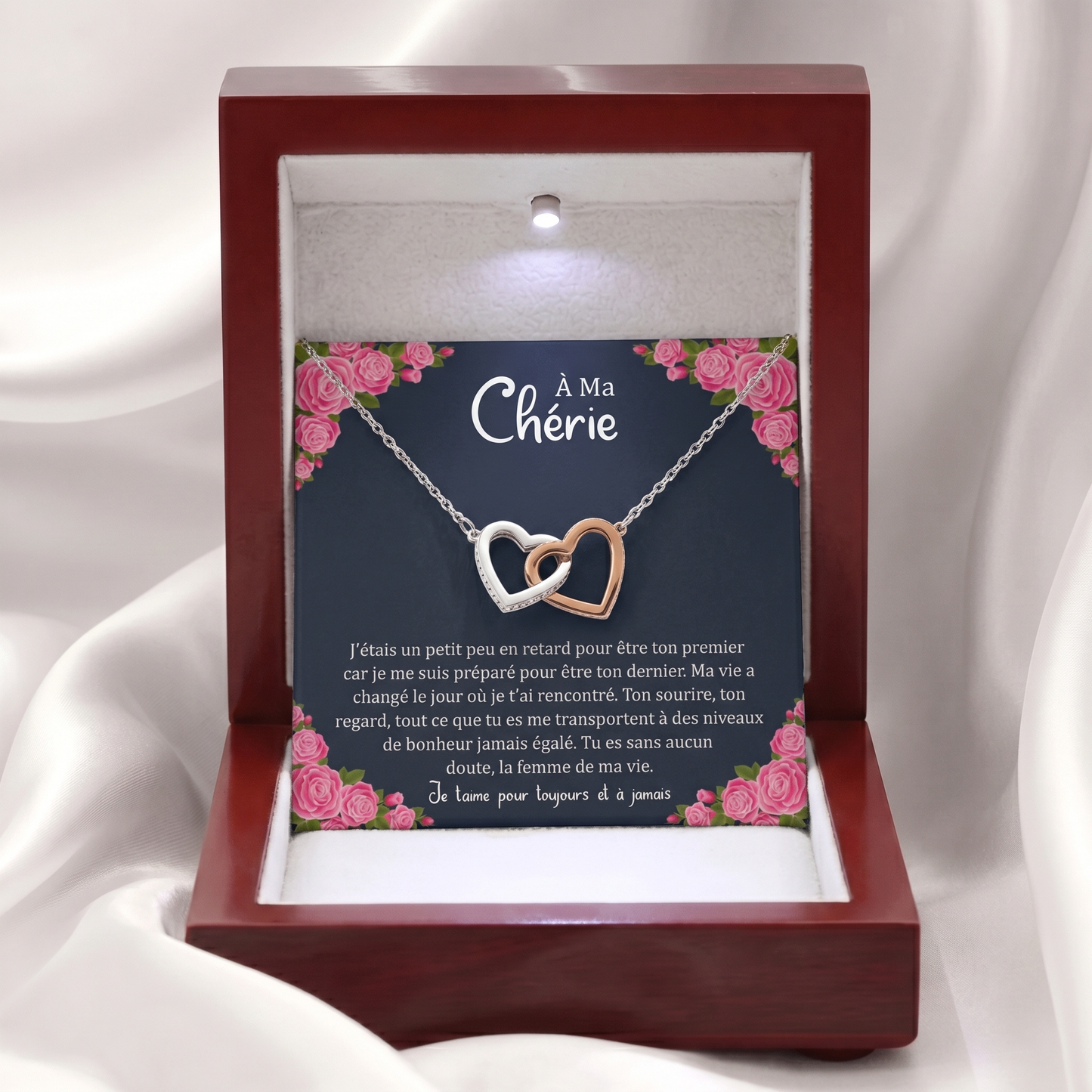 Collier Double Cœur "À ma Chérie" Je t'aime Pour Toujours