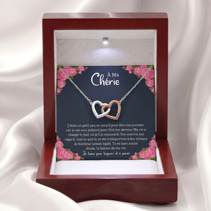 Collier Double Cœur "À ma Chérie" Je t'aime Pour Toujours