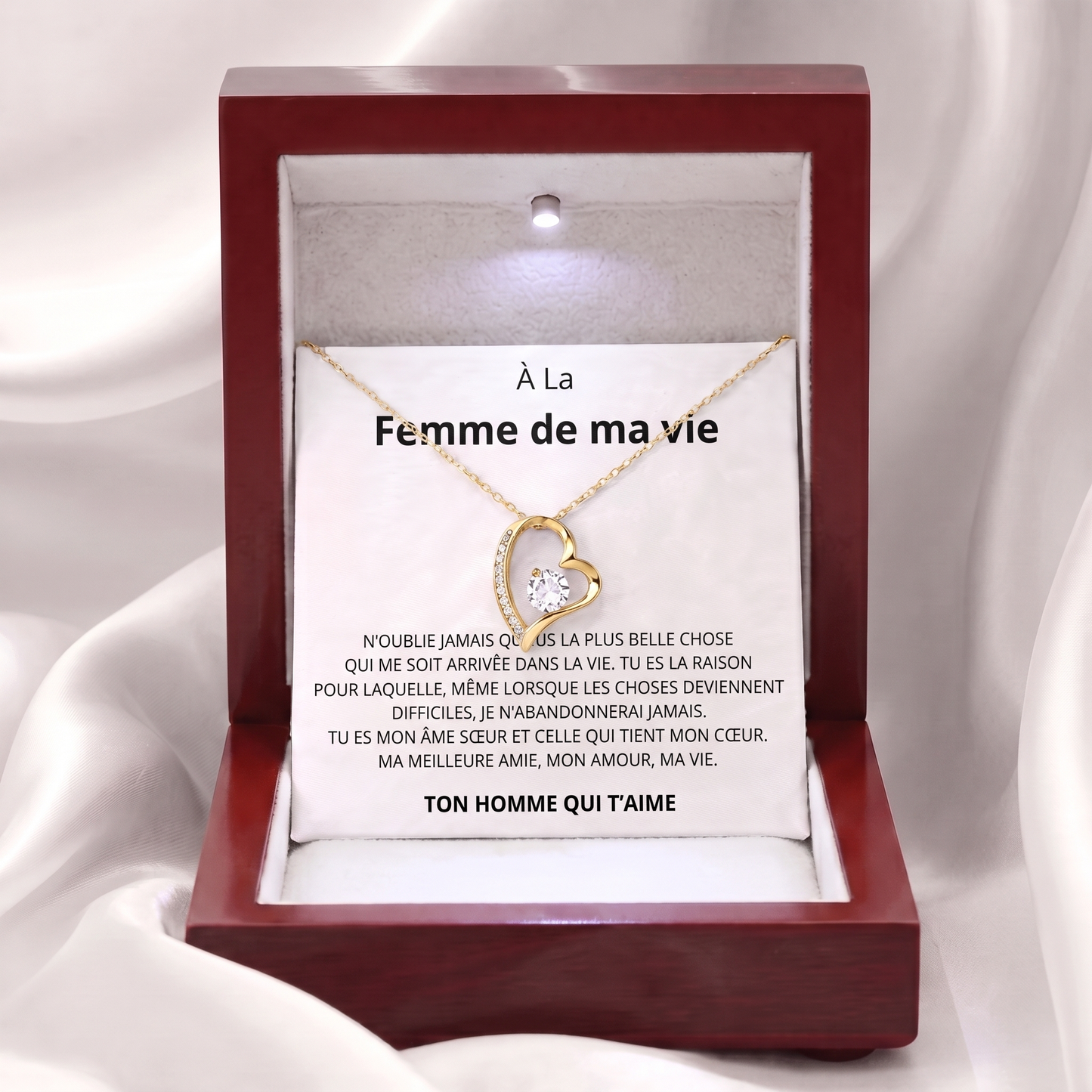 Coffret 001 – À la Femme de ma Vie – Collier Cœur