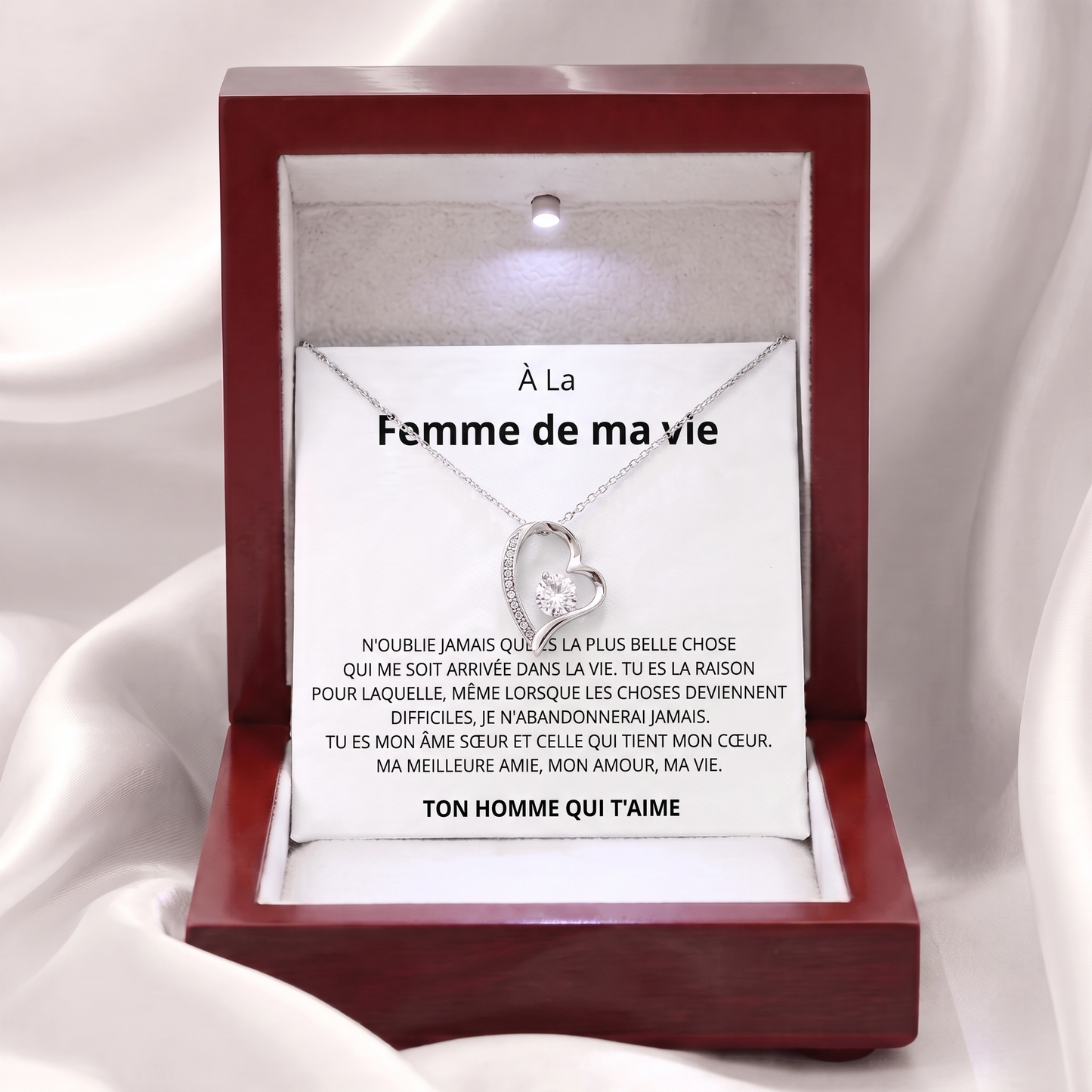 Coffret 001 – À la Femme de ma Vie – Collier Cœur